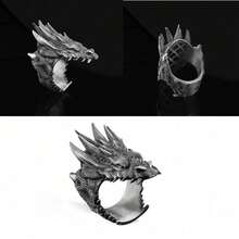 Men's Vintage Ring, Evil Dragon Ring, Personality Fashion Ring, Gothic - Silver - View 7