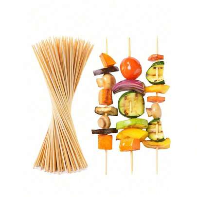 20/50/100/200pcs Bamboo Skewers, Barbecue Forks, For Craft Flower Making, Meat Kebabs, Fruit Picks, Grilling Accessories, Kitchen Tools, Non-Crack, Non-, Suitable For Outdoor BBQ, Camping, Party Events, Christmas Decoration