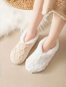 2 Pares de Meias Grossas Antiderrapantes para Piso de Inverno, Meias Quentes e Grossas, Forradas Termicamente, Fofas, Anticongelantes para Uso em Casa - Multicolorido - Visão 2