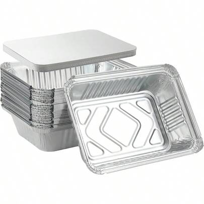 25Pack Disposable Aluminum Foil Pans With Lids Heavy Duty Bread Tins 2.25LB - Capacity 8.5x6.3 Takeout Pans Tin Foil For Reheating Bakinggift