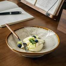 1pc Handmade Asymmetrical Ceramic Salad Plate, High-Quality Durable Restaurant-Grade Dinnerware, Suitable For Appetizers, Pasta, Desserts, Elegant Holiday Gift - Multicolor - View 10