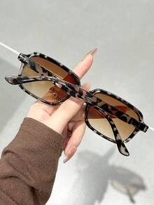 8pcs Women's Retro Leopard Print Petite Rectangle Frame Glasses - Casual Fashion, Perfect For Daily & Outdoor Use | Stylish Accessory - Multicolor - View 7