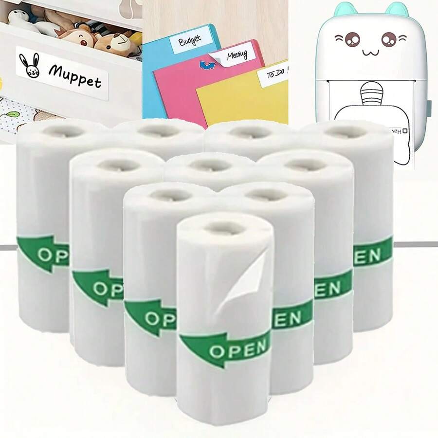 Papel adhesivo para mini impresora, papel térmico de 57 mm, pegatinas de impresora compatibles con la mayoría de las impresoras mini sin tinta, adecuado para texto, etiquetas, notas, fotos, etiquetas de cursos, tareas, etc.