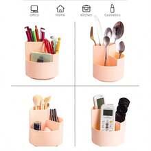 桌上铅笔笔筒，3 个插槽 360 度旋转收纳盒，桌面收纳文具用品，可爱杯罐，适用于办公室、学校、艺术用品和儿童 - 查看 5