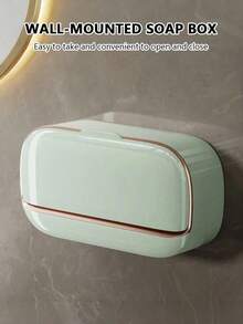 Luksusowy, ścienny uchwyt na mydło z pokrywką, wysokiej jakości uchwyt na mydło z odpływem, wodoodporny uchwyt na mydło ABS, odpowiedni do łazienki, prysznica, w podróży, prosty uchwyt na mydło, przybory toaletowe, akcesoria łazienkowe, stojak do przechowywania w łazience.