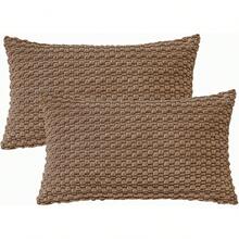 1pc/2pcs Set Semi-Circle Geometric Pattern Pillow Case, Canvas Circle Velvet Embroidery Crafted Square Cushion Cover, For Daily Use In Bedroom, Living Room, Sofa, Yard, Garden Decor, Without Core 30*50cm 45*45cm - Light Brown - View 14