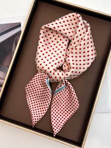 1pc Women's Luxury Elegant Fashion Polka Dot Print 27.6"X27.6" Silk Bandana Scarf, Spring Headband Hair Tie Accessory For Dress