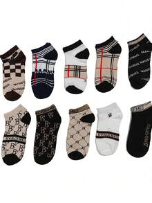 5 Pairs Random Men's Casual Boat Socks, Breathable Odor-Resistant Short Ankle Socks - Multicolor - View 7
