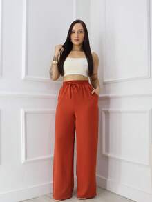 Simple Pocket Knot Drawstring - Terracotta - View 6