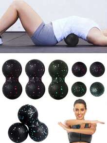 1 个花生按摩球，用于缓解疲劳和紧张 - 双长柄球，用于触发点疗法、深层肌肉放松和指压按摩、筋膜按摩球、高密度轻量级运动、肌肉放松、瑜伽、健身器材、运动器材、普拉提器材、瑜伽配件、家庭健身房配件 - 均碼 - 查看 2