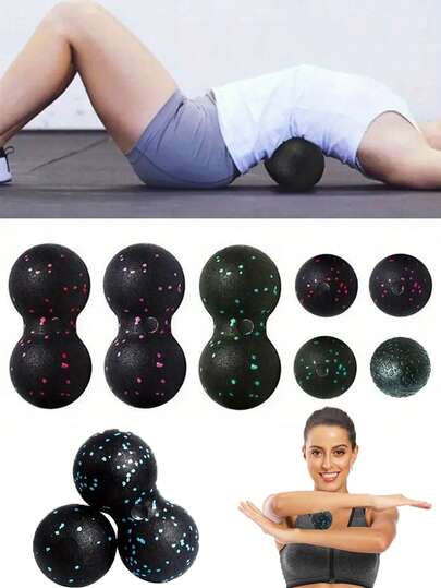 1 st jordnötsmassageboll för att lindra trötthet och spänningar - Dubbel långhandtagsboll för triggerpunktsterapi, djup muskelavslappning och akupressurmassage, fasciamassageboll, högdensitets lättviktssporter, muskelavslappning, yoga, träningsutrustning, träningsutrustning, pilatesutrustning, yogatillbehör, hemmagymtillbehör