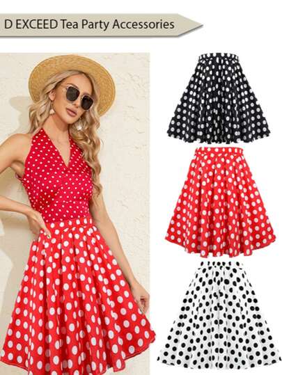 D EXCEED 5 Pcs 50's Women Accessories Set Sock Hop Party Decorations Include Earrings Cat Prop Glasses Scarf Polka Dot Headband Polka Dot Skirt For 1950s Costumes Party 50's Costume Party Gifts