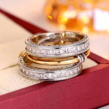 Chic Ring Multi Layer + Pin Design Paved Shining Zirconia Just Pick A Color U Prefer Match Daily Outfits Party Accessory