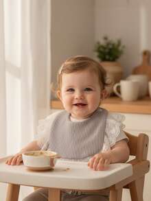 3 Stücke Baby Mädchen süße Waffel Spitze Lätzchen Set, geeignet für den täglichen Gebrauch, Herbst/Winter