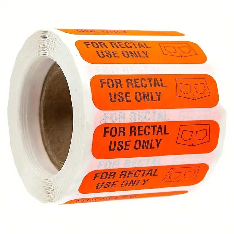 1 Roll Of 500 "For Rectal Use Only" Funny Medical Stickers - Bright Orange Bathroom Pranks, Medical Training, Party Decorations - Bold Text, Easy To Tear And Stick Labels, Hospital Gifts, Fun Bathroom Accessories, Prank Gifts, High-Quality Printing