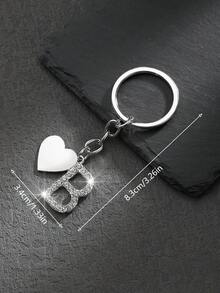 1pc Fashionable European And American Unisex Stylish High-Grade Letter Shape Hollow Out Rhinestone Decor Metal Keychain Bag Charm Car Accessories School Cute Goth Y2k - Silver - View 41
