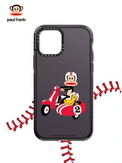 Paul Frank Officially Licensed Paul Frank Transparent Black Phone Case, Full Body Monkey Design Shockproof Camera Protection, New Model Compatible With IPhone 13/14/15/16 Pro Max