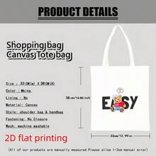 An Elegant Tote Bag Featuring A "Teddy Bear'S Happy Life" Print, With Durable Colors, Single-Sided Design, No Lining, And Fixed Shoulder Straps, Perfect For Shopping And Storage, Making It An Ideal Gift For Family And Friends. - 白色 - 查看 3