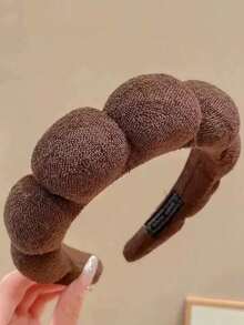 1pc Women's New Latte Sponge Cloud Top Knot Headband, Cute & Versatile, Wide Non-Slip Hairband For Autumn/Winter,Hairband,Hair Hoop Headbands, Skincare Headband