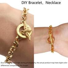 2pcs/set Stainless Steel Gold Plated Round Heart Shaped OT Clasp For Diy Jewelry Making 18K Gold IQ Toggle Clasp Connectors For Diy Chains Bracelet Necklace Jewelry Findings Making Supplies