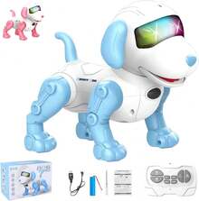 Nasjac Perro Robot de Control Remoto, Juguetes Robots para Niños Inteligente con Luces y Música, Recargable Perro Robótica Programable, Hablar Caminar Interactivo, Regalos de Día del Niño - Rosa - Ver 2