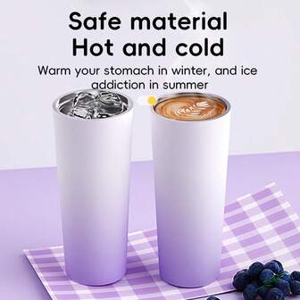 25oz Stainless Steel Insulated Tumbler With Rechargeable Battery, Splash-Proof Lid & Metal Straw, Gradient Color Design Suitable For Parties, Home, Office, Car, Unisex