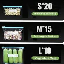 45pcs Thick Reusable Ziplock Food Storage Bags, Suitable For Freezer, Refrigerator Organization, Back To School Season - White and Transparent - View 9