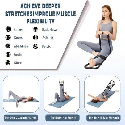 Hamstring Stretcher, Lower Back Stretcher, Hip Stretcher, & Calf Stretcher - Knee Extension & Pain Relief Hamstring Stretcher For Knee Extension & Pain Relief, Adjustable Low Back, Calf, Leg & Hip Stretching Device For Flexibility