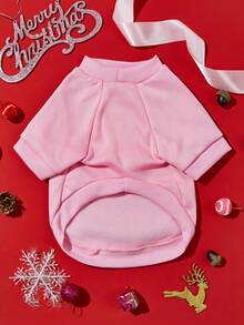 LUCKIE LABO 1pc Minimalist Cute Paw Print & Slogan Pattern Polyester Hoodie Sweatshirt, Flea Resistant, Shed Reducing, Warm & Breathable, Suitable For Indoor & Outdoor Cats & Dogs - Pink - View 4