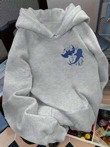 Moletom estampado proteção a vida marinha Moletom de inverno - Cinza - Visão 3