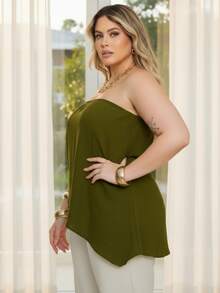Strapless Plus Size Blouse Summer Fashion Women's Party - 綠色 - 查看 3