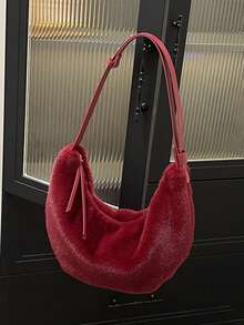 1 Stück einfarbiger, modischer, vielseitiger, großer, minimalistischer, flauschiger, moderner Shopper