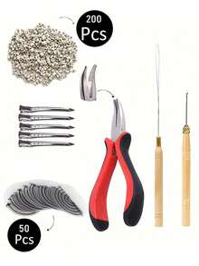 200pcs Silicone Micro Loop Hair Extension Tools Kit, Includes 50 Round Parting Separator Templates, Heat Protection Cover & Clips - Multicolor - View 11