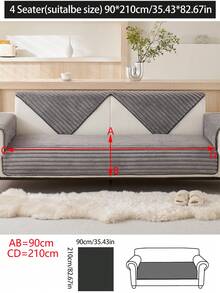1pc Thick Plush Sofa Cushion Cover, Modern Minimalist Anti-Slip Sofa Seat Pad, Dust-Proof And Washable Sofa Slipcover, Soft And Fade-Resistant, Pet-Friendly, Fits L-Shaped Sofa And 1/2/3/4 Seater Sofa, Suitable For Bedroom, Office, Living Room - Dark Grey - View 13