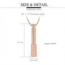 nuevo-2025Yinplsmemory - Collar de urna de barra cilíndrica para cenizas, collar personalizado de cenizas, collar de recuerdo de un ser querido - Oro rosa - Ver 3