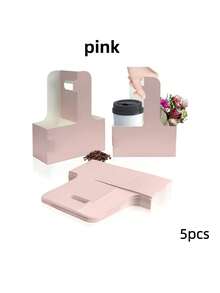 5件/10件/20件咖啡提花盒（白色、棕色、粉色、绿色）、活动派对盒、牛皮纸花篮、奶茶包、外卖盒、甜点蛋糕花束盒、花卉配件，适用于聚会、母亲节礼物、生日派对、公司团队建设、朋友礼物、随身携带的会议礼物、办公室、户外。 - 彩色 - 查看 18