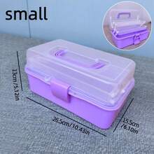 便携式三层翻盖收纳盒，有大号和小号两种尺寸可选（大号：12.8*7.09*5.51英寸/小号：10.43*6.10*5.12英寸），全新PP材质，无异味，隔层设计，收纳有序，多用途收纳盒，适用于艺术、工艺品、缝纫用品、工具、药品、旅行、家居、办公室、工作室等各种场合。 - 彩色 - 查看 10