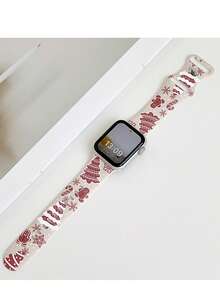 1pc Minimalist Christmas Tree & Gingerbread Man Pattern Compatible With Apple Watch Band Strap 38mm 40mm 41mm 42mm 44mm 45mm 49mm (S10 42)Mm (S10 46)Mm, Fashionable Soft Silicone Sports Watch Strap Bands Compatible With Iwatch Series 11 Ultra 3 SE3 Ultra 2 S10 SE2 9 8 7 SE 6 5 4 3 2 1 ,Women Watchbands, Smart Watch Strap/Band, Perfect Gift For Thanksgiving,Birthdays Valentines