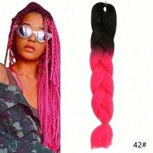 Extensiones de trenzas sintéticas de color ombre afro de 24 pulgadas de largo para mujeres, cabello Kanekalon