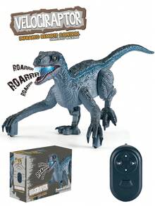 1 pieza Juguete de dinosaurio con control remoto (para niños de 3 a 5 años), juguete de Velociraptor jurásico, dinosaurio robot con control remoto electrónico con función de caminar, efecto de rugido, función de demostración, adecuado para regalos de cumpleaños, Navidad, Halloween, Pascua para niños y niñas de 3 a 12 años