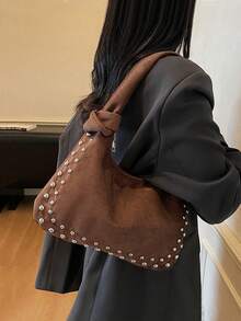 2025 New Retro High-End Handbag, Fashionable Versatile Nichey Rivet Shoulder Bag