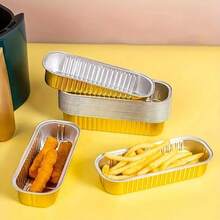 10 件适用于空气炸锅的厚铝箔烤盘 - 带手柄的矩形烤箱和煎锅，非常适合家庭烹饪、露营、派对和生日装饰，空气炸锅配件 - 彩色 - 查看 2