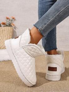 Women's Solid Color Argyle Letter Vacation Party Preppy College Unisex Fashion Punk Avant-Garde Street Retro Gothic Outdoor Casual Western Style Commuter Frayed Edge Thermal Lined Pure Metal Letter Patch Criss-Cross Strap Buckle Fashion Versatile Indoor Warm Waterproof Non-Slip Slip-On Shoes Beach Holiday Wedding Party Office Home Gym Outdoor Winter Outdoor Plus Size Thick Bottom Lightweight Snow Boots Simple Casual Thermal Lined Short Boots,Fur Boots