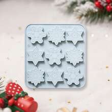 Christmas Silicone Molds  Soft Snowflake Molds For Cake Ice Cube Candy Jelly Chocolate Soap Cement And More - 淺藍色 - 查看 3