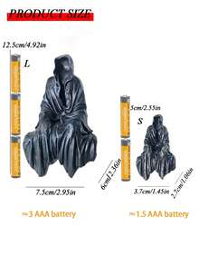 Estatua de túnica negra misteriosa de 2.5/5 pulgadas - Figura decorativa de resina extravagante, estatua sentada de estilo gótico, adecuada para estantería, escritorio de oficina, jardín, decoración del hogar, regalo para amigos y familiares