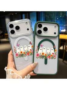 Flower-Ghost-Design Phone Case For IPhone 17 Pro Max, Compatible With Air 16, 16E, 15 Plus, 14, 13, 12, 11, XS Max, XR, And X Plus. This Shockproof, Durable Protective Case Is Transparent With Vibrant Colors, Making It Perfect As A Gift And Suitable For IPhone Cases. - Green - View 8