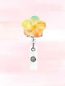 Exquisite, Fashionable And Casual Color Gradient Flower Card Holder Telescopic Buckle Clothing Decoration, Suitable For ID Cards, Access Control Cards, Student ID Cards, Work ID Cards, Card Holders, Transportation Cards, Offices, Schools, Hospitals, Nurses, Doctors, Medical Staff, Beaches, Islands, Vacations, Clothing, Bags And Accessories, Suitable For Giving Gifts To Friends, Colleagues, Sisters, Family, Festival Gifts, Birthday Gifts