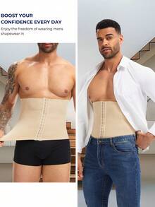 Waist Trainer For Men Shapewear Belt Tummy Control Body Shaper Corset Slimming Girdle Compression Belly Wrap Underwear - Beige - View 3