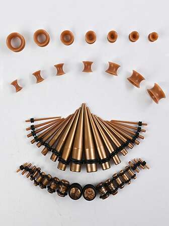 49+1pcs/Set Popular Body Piercing Jewelry Ear Gauges Stretchers Soft Ear Expanders Combo Suitable For Men & Women