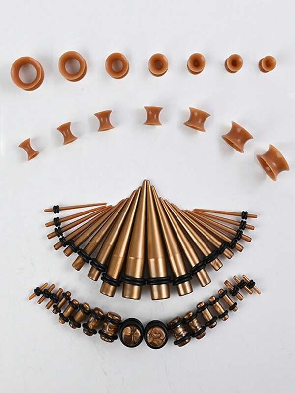 49+1pcs/Set Popular Body Piercing Jewelry Ear Gauges Stretchers Soft Ear Expanders Combo Suitable For Men & Women